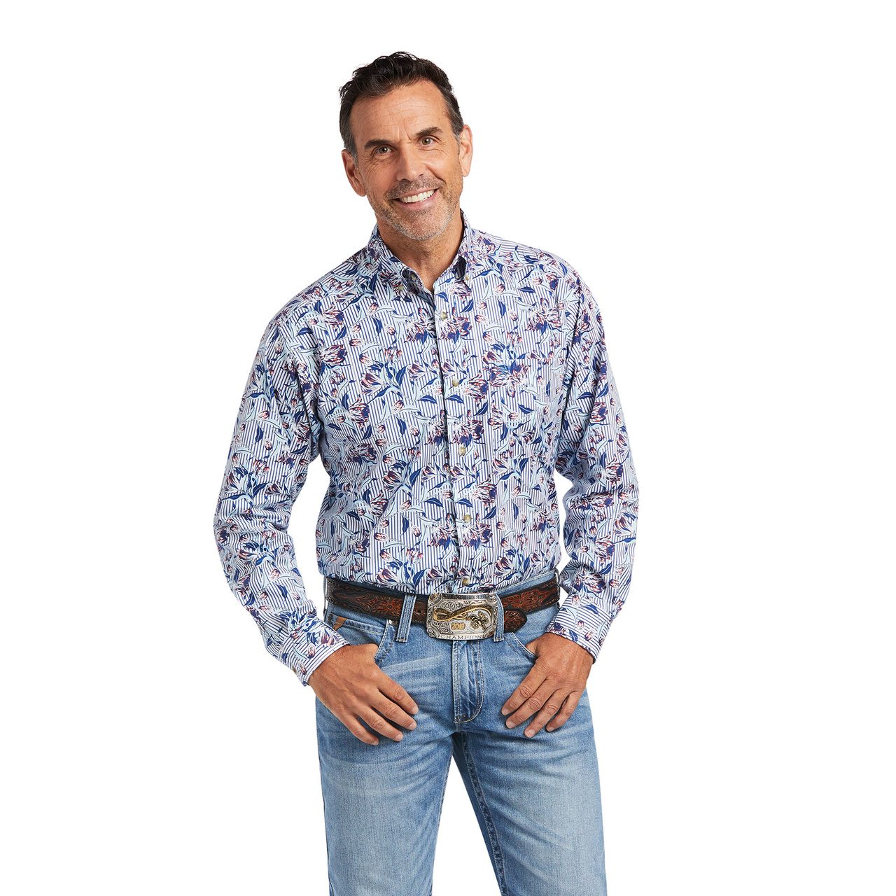 Ariat Men's Qasim Stretch Classic Fit Shirt White / Large Ariat Men's Qasim Stretch Classic Fit Shirt White / Large