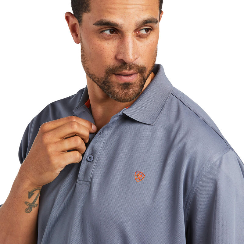 Ariat Men's Tek Polo Folkstone Grey Short Sleeve Shirt 10039383