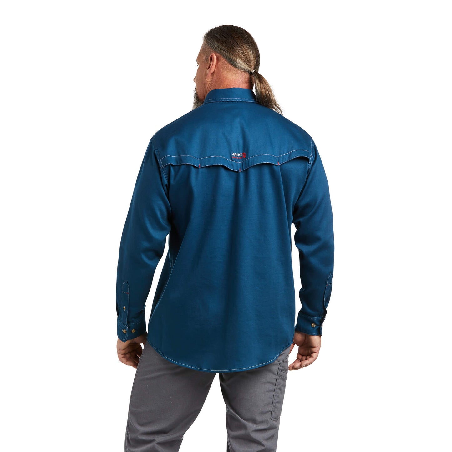 Ariat® Men's FR Vented Skyfall Blue Button Down Work Shirt 10039428