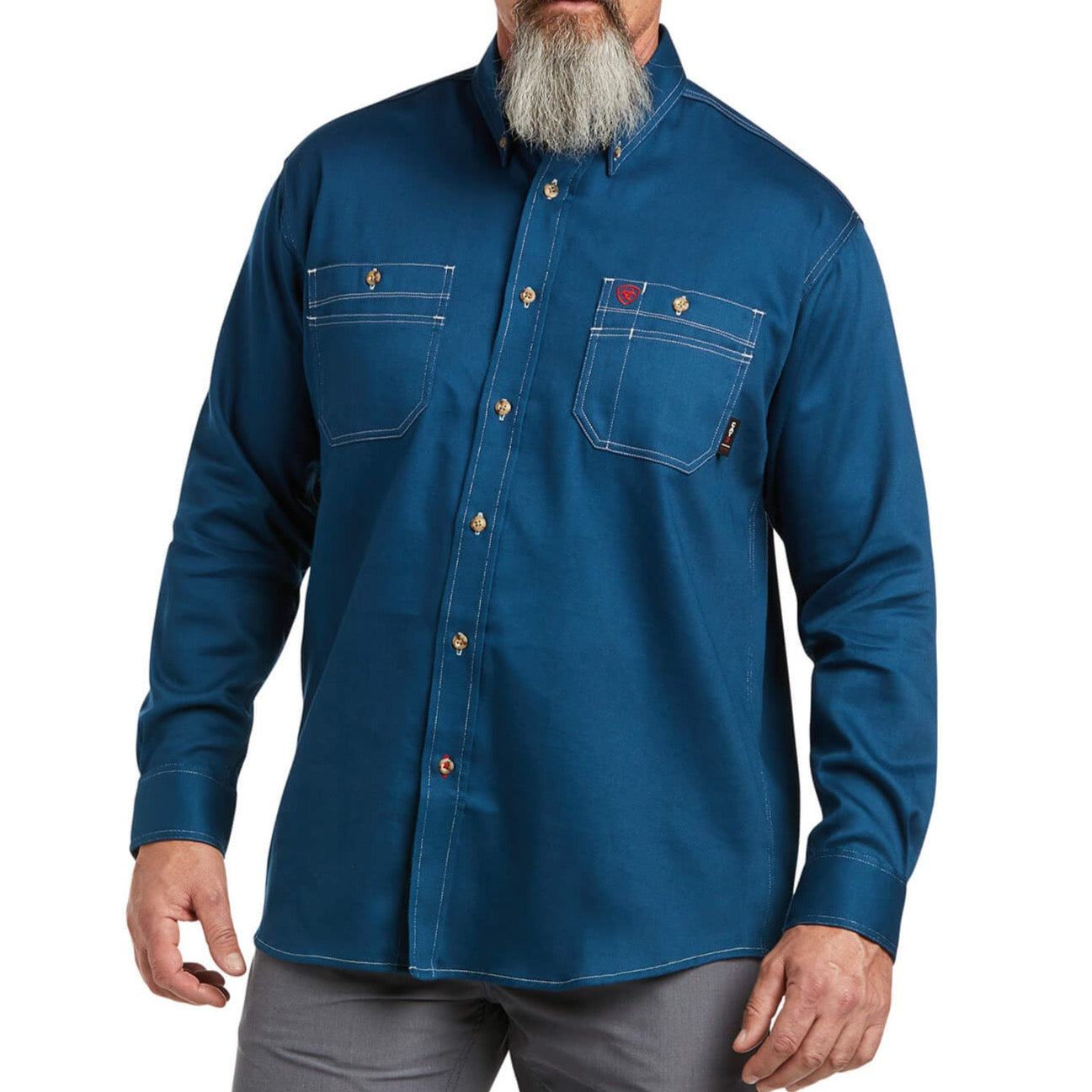 Ariat® Men's FR Vented Skyfall Blue Button Down Work Shirt 10039428