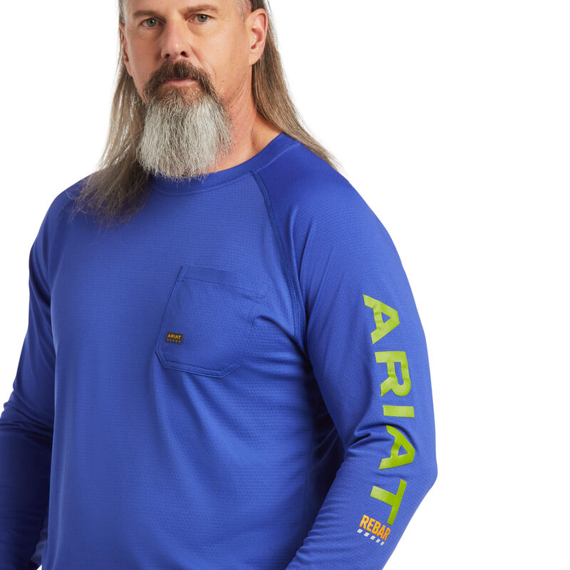Ariat® Men's Rebar Heat Fighter Long Sleeve Blue T-Shirt 10039463