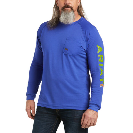 Ariat® Men's Rebar Heat Fighter Long Sleeve Blue T-Shirt 10039463