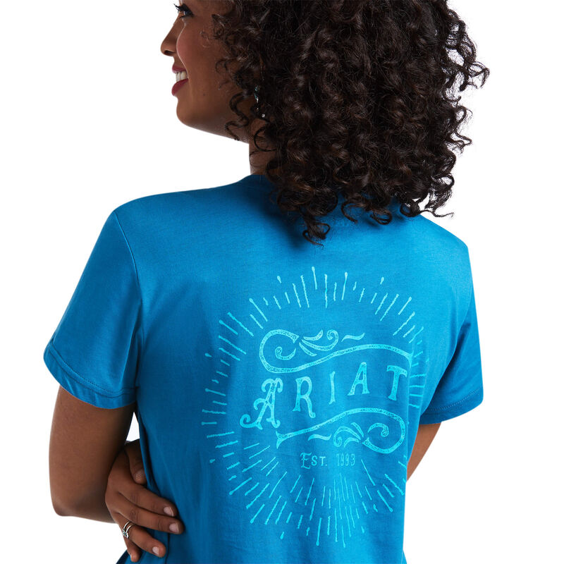 Ariat Ladies R.E.A.L Vintage Sunburst Saxony Blue T-shirt 10039773