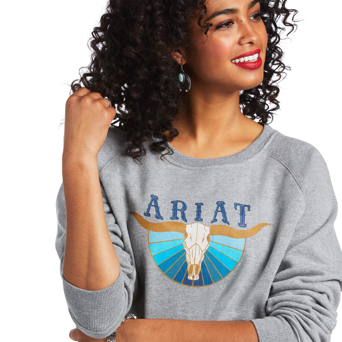 Ariat® Ladies REAL Pacific Steerhead Heather Grey Sweatshirt 10039792