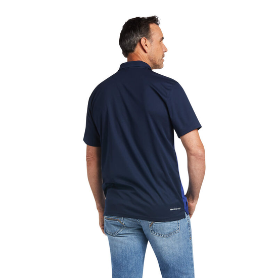 Ariat® Men's Color Block Navy & Venus Blue Fitted Polo Shirt 10039803