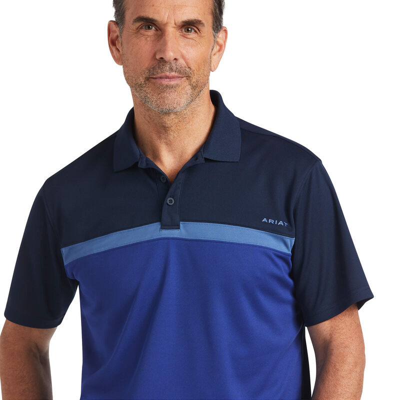 Ariat® Men's Color Block Navy & Venus Blue Fitted Polo Shirt 10039803