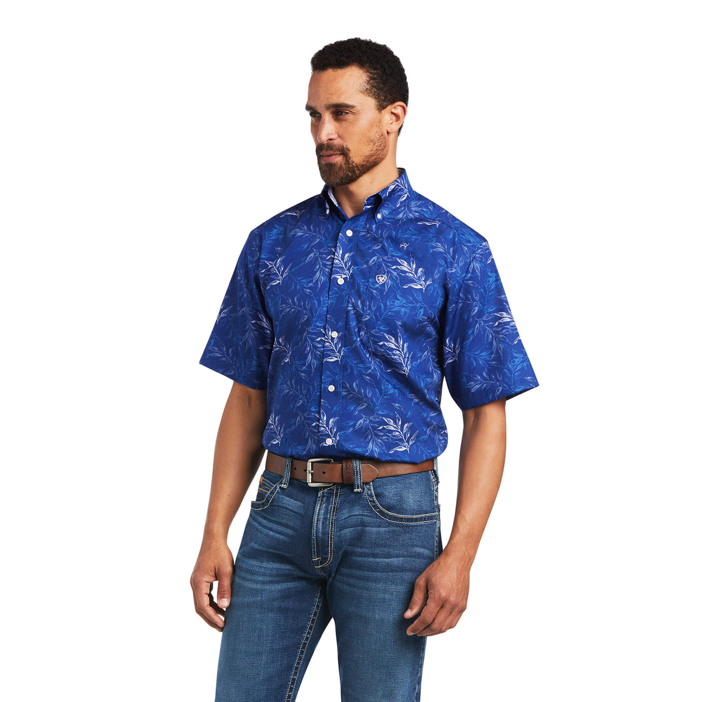 Ariat® Men's Wrinkle Free Norman Blue Button Down Shirt 10040547