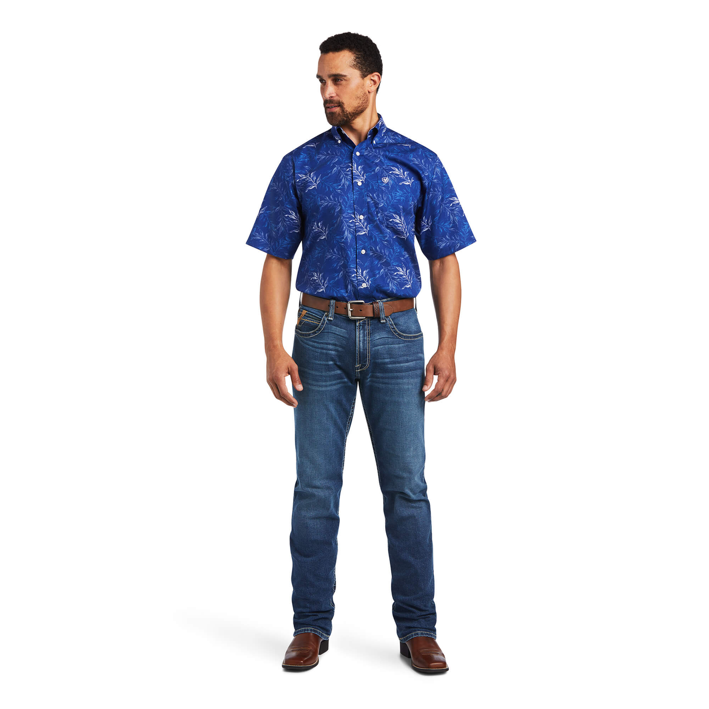 Ariat® Men's Wrinkle Free Norman Blue Button Down Shirt 10040547