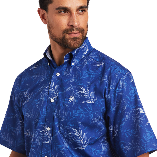 Ariat® Men's Wrinkle Free Norman Blue Button Down Shirt 10040547