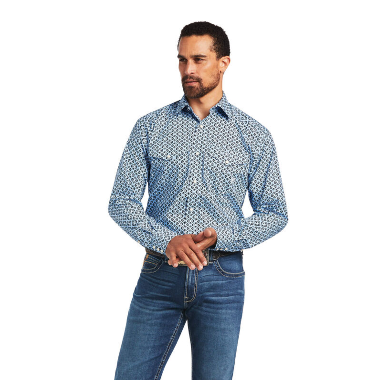 Ariat® Men's Casual Series Farhan Blue Snap Button Shirt 10040557