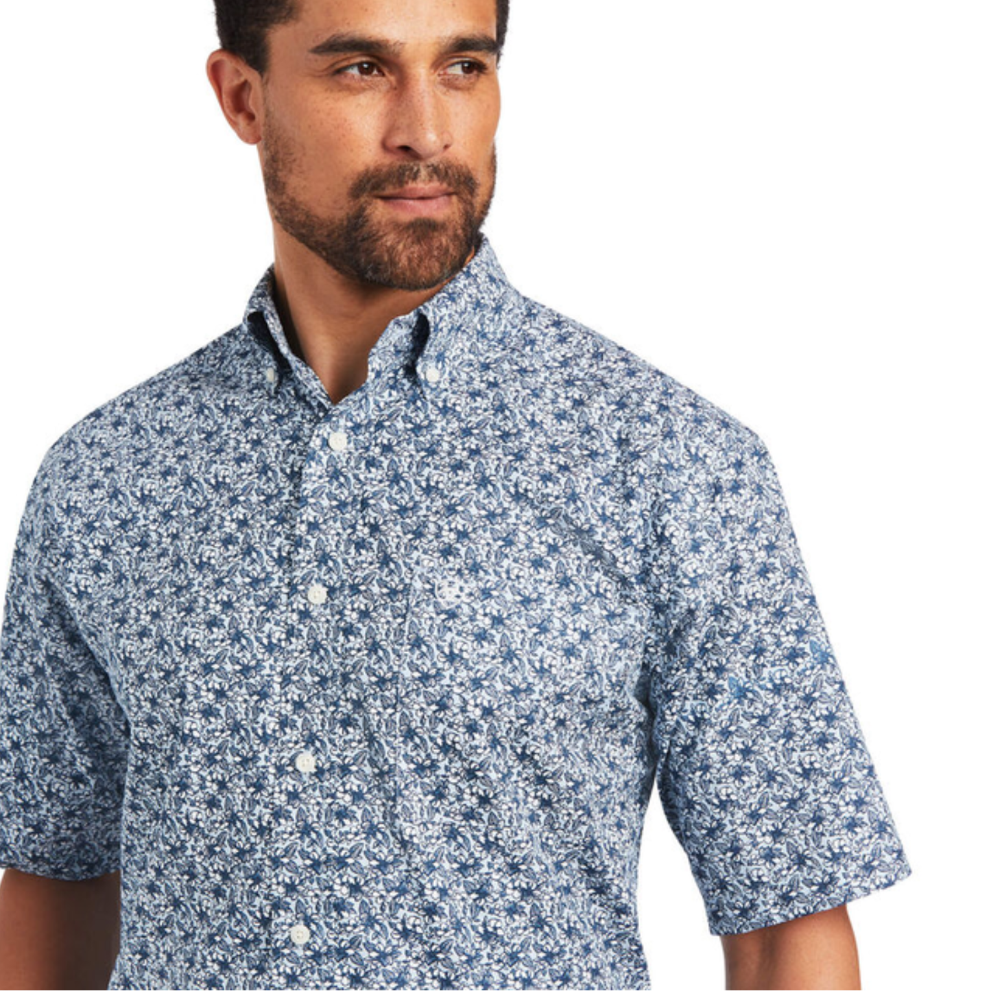 Ariat® Men's Classic Fit Blue Farid Floral Print Button Down Shirt 10040564