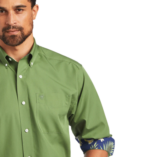Ariat® Men's Pinpoint Oxford Dill Green Button Down Shirt 10040585