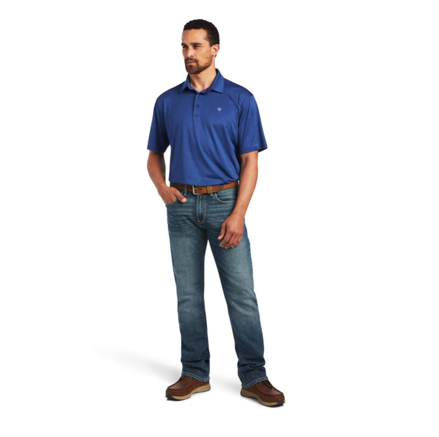 Ariat® Men's Charger 2.0 Nocturnal Blue Polo Shirt 10040592