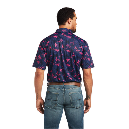 Ariat® Men's Navy Bamboo Print Polo Shirt 10040605