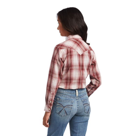 Ariat® Girls R.E.A.L™ Brown Plaid Snap Button Down Shirt 10040630