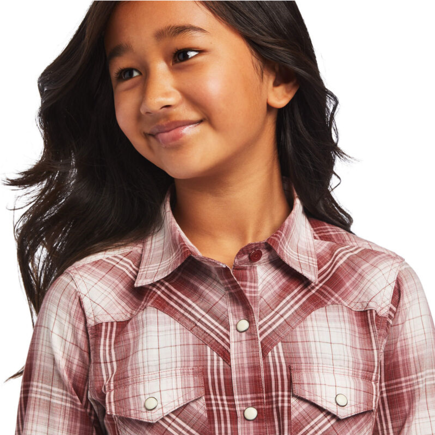 Ariat® Girls R.E.A.L™ Brown Plaid Snap Button Down Shirt 10040630