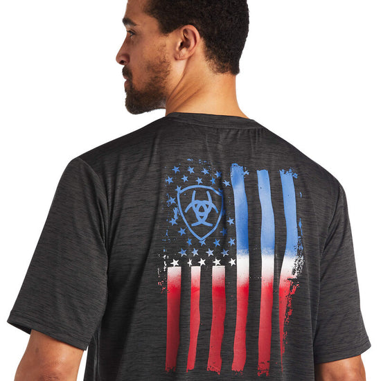 Ariat® Men's Charger Vertical Flag Graphic Charcoal T-Shirt 10040632
