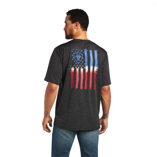 Ariat® Men's Charger Vertical Flag Graphic Charcoal T-Shirt 10040632