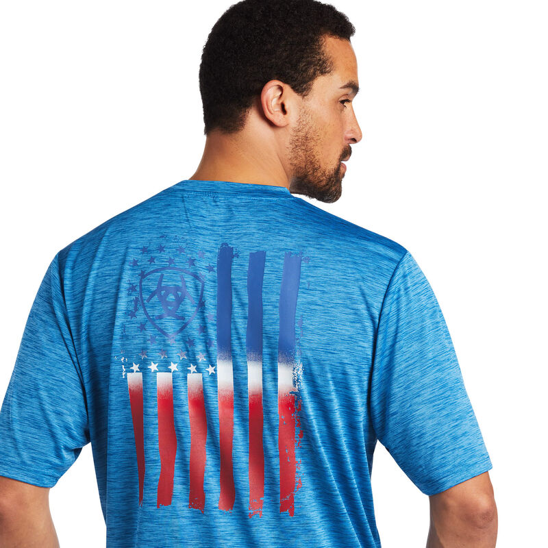 Ariat Men's Vertical Flag Graphic Blue T-Shirt 10040633