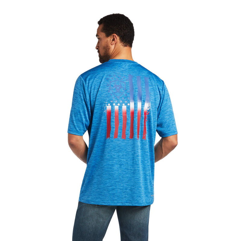 Ariat Men's Vertical Flag Graphic Blue T-Shirt 10040633