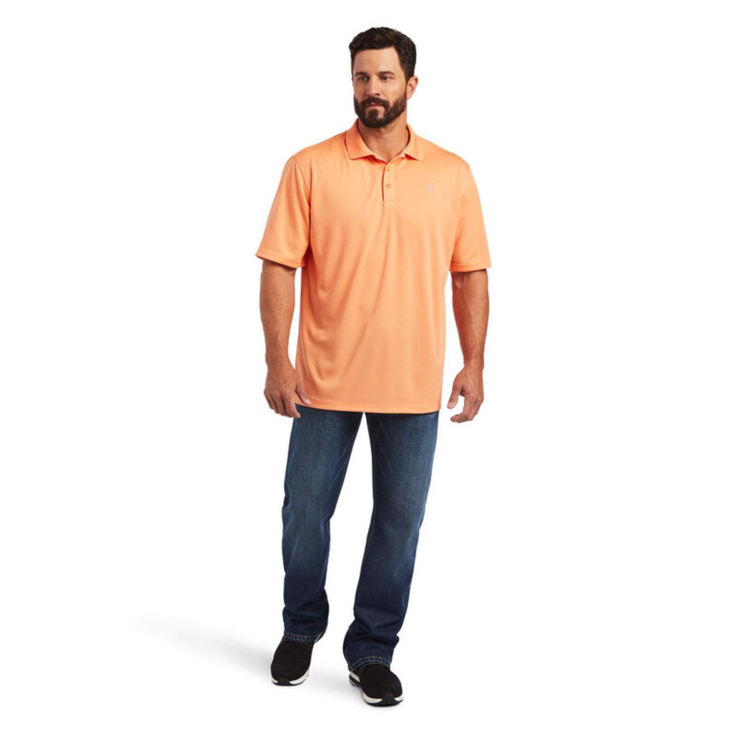 Ariat® Men's TEK Short Sleeve Habanero Peach Polo Shirt 10040652