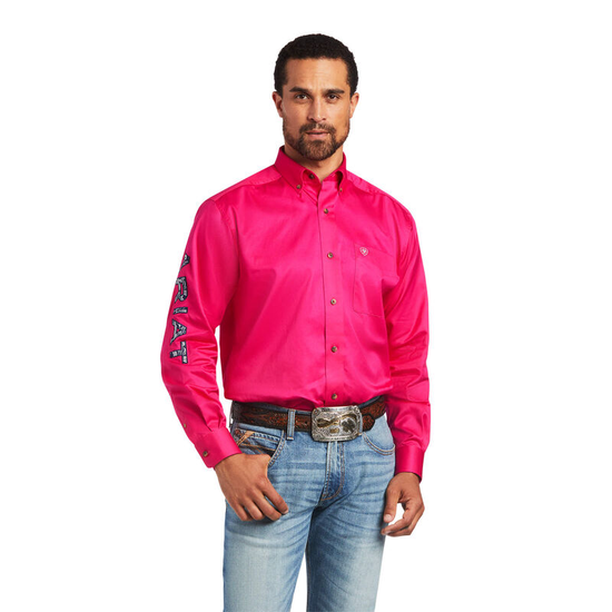 Ariat Men's Classic Team Logo Twill Pink Button Down Shirt 10040656