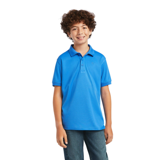 Ariat® Youth Boy's TEK Short Sleeve Aegean Blue Polo Shirt 10040659