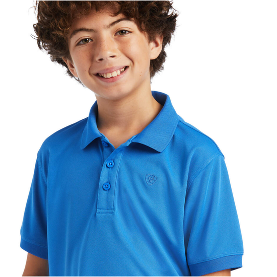 Ariat® Youth Boy's TEK Short Sleeve Aegean Blue Polo Shirt 10040659