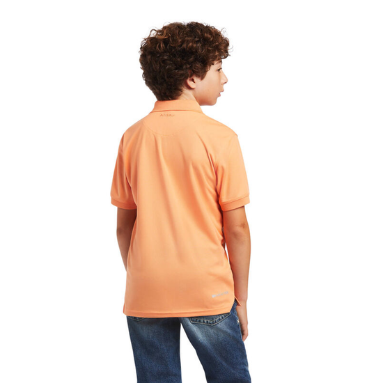 Ariat® Youth Boy's TEK Short Sleeve Habanero Peach Polo Shirt 10040660