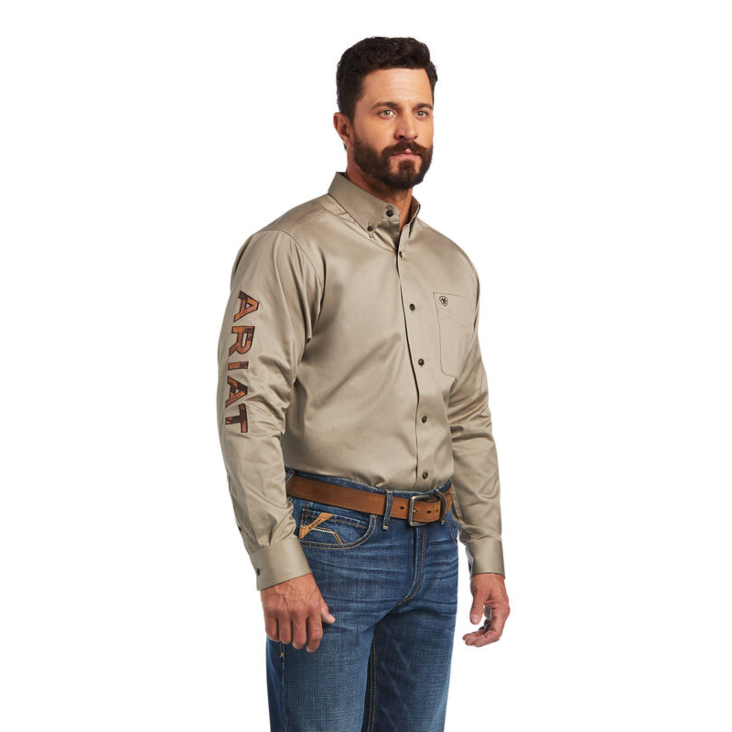 Ariat® Men's Brindle Brown Clasic Fit Logo Button Down Shirt 10040700