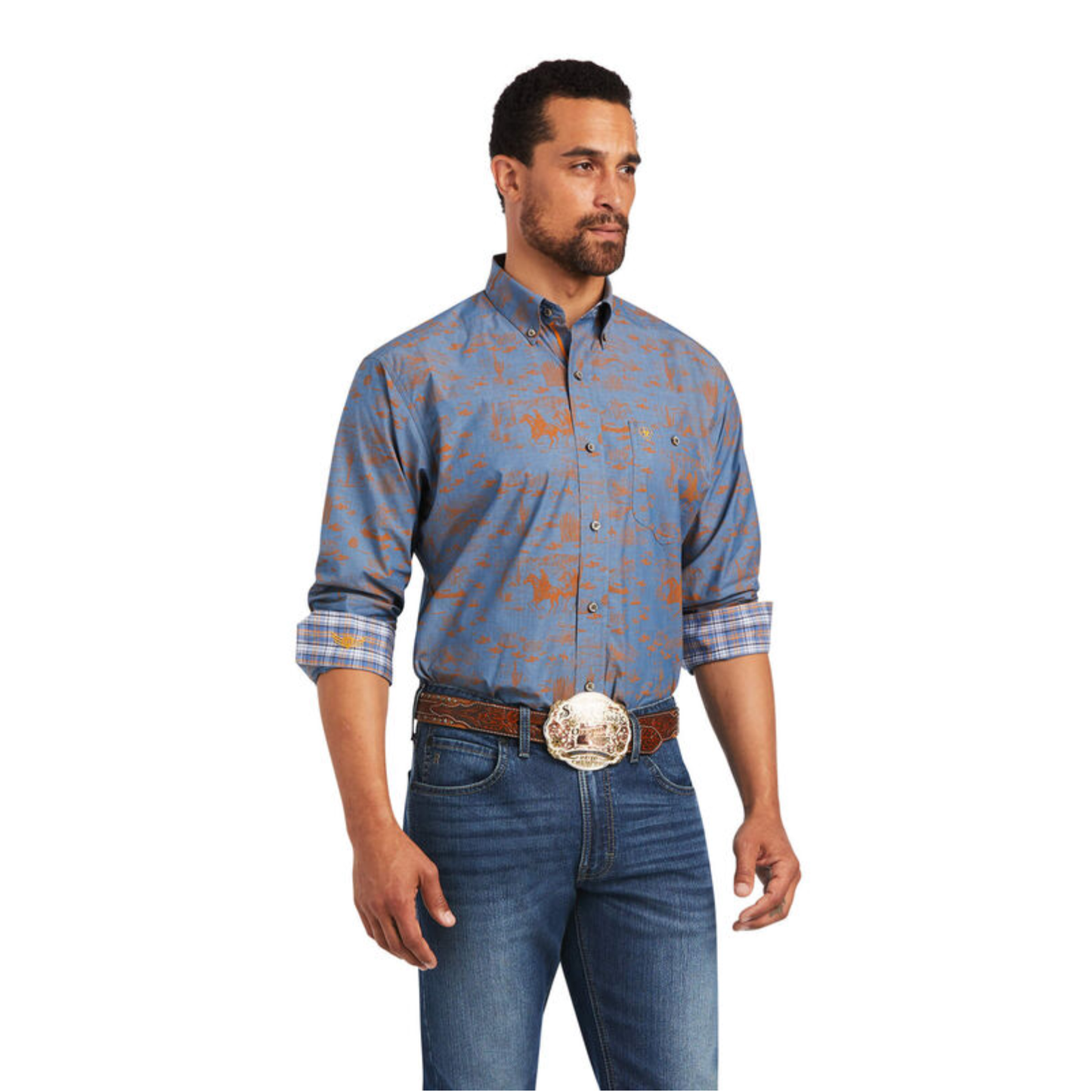 Ariat® Men's Relentless Cordage Stretch Blue Button Up Shirt 10040711