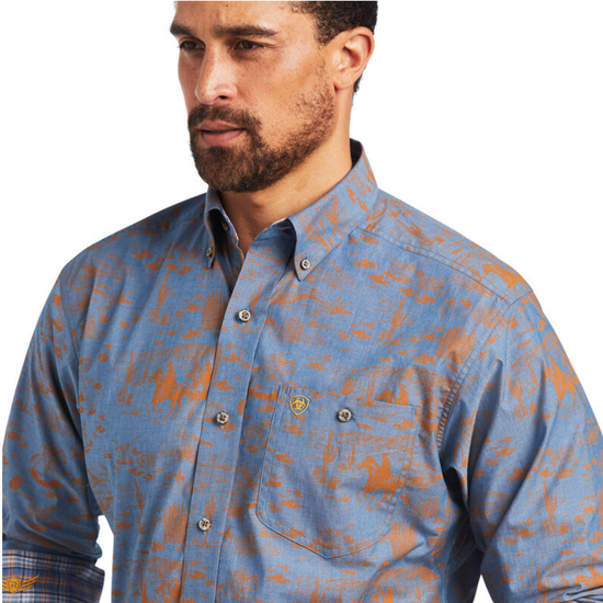 Ariat® Men's Relentless Cordage Stretch Blue Button Up Shirt 10040711