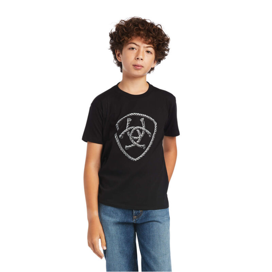 Ariat® Youth Boy's Rope Shield Black Graphic T-shirt 10040883