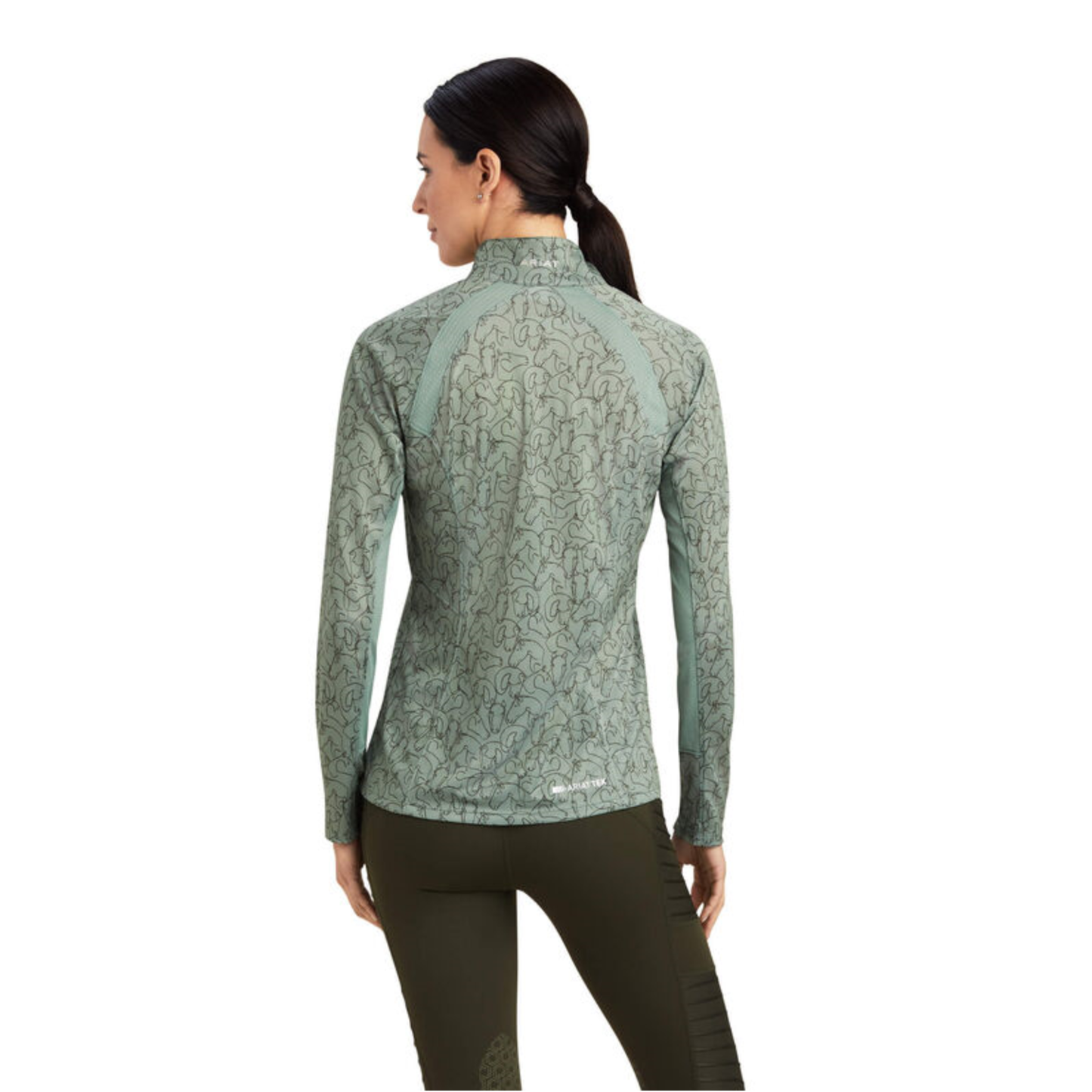 Ariat® Ladies Sunstopper 2.0 Hedge Green Doodle Horse Shirt 10041191