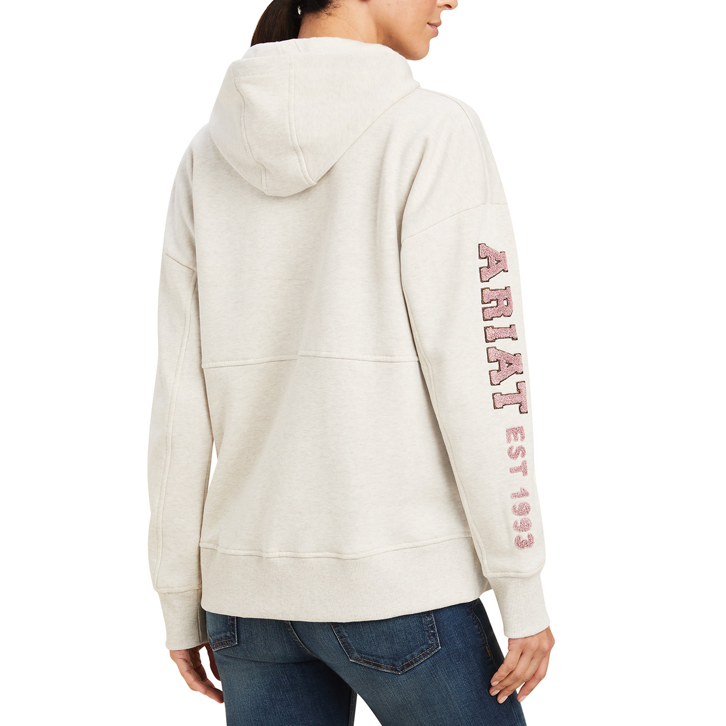 Ariat® Ladies Rabere Oatmeal Heather Logo Pullover Hoodie 10041328
