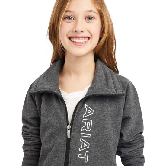 Ariat® Girl's Team Logo Full Zip Charcoal Grey Sweatshirt 10041370