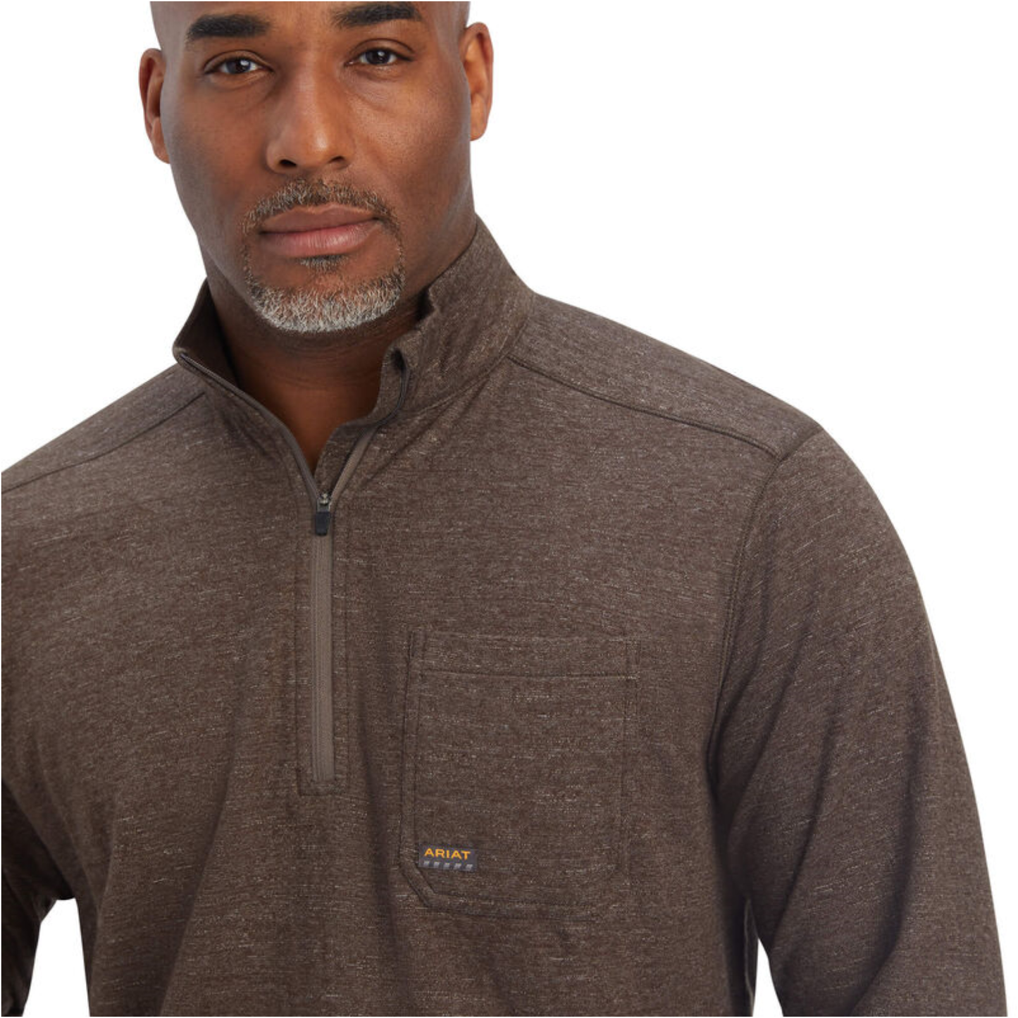 Ariat® Men's Rebar Foundation 1/4 Zip Brown Shirt 10041417