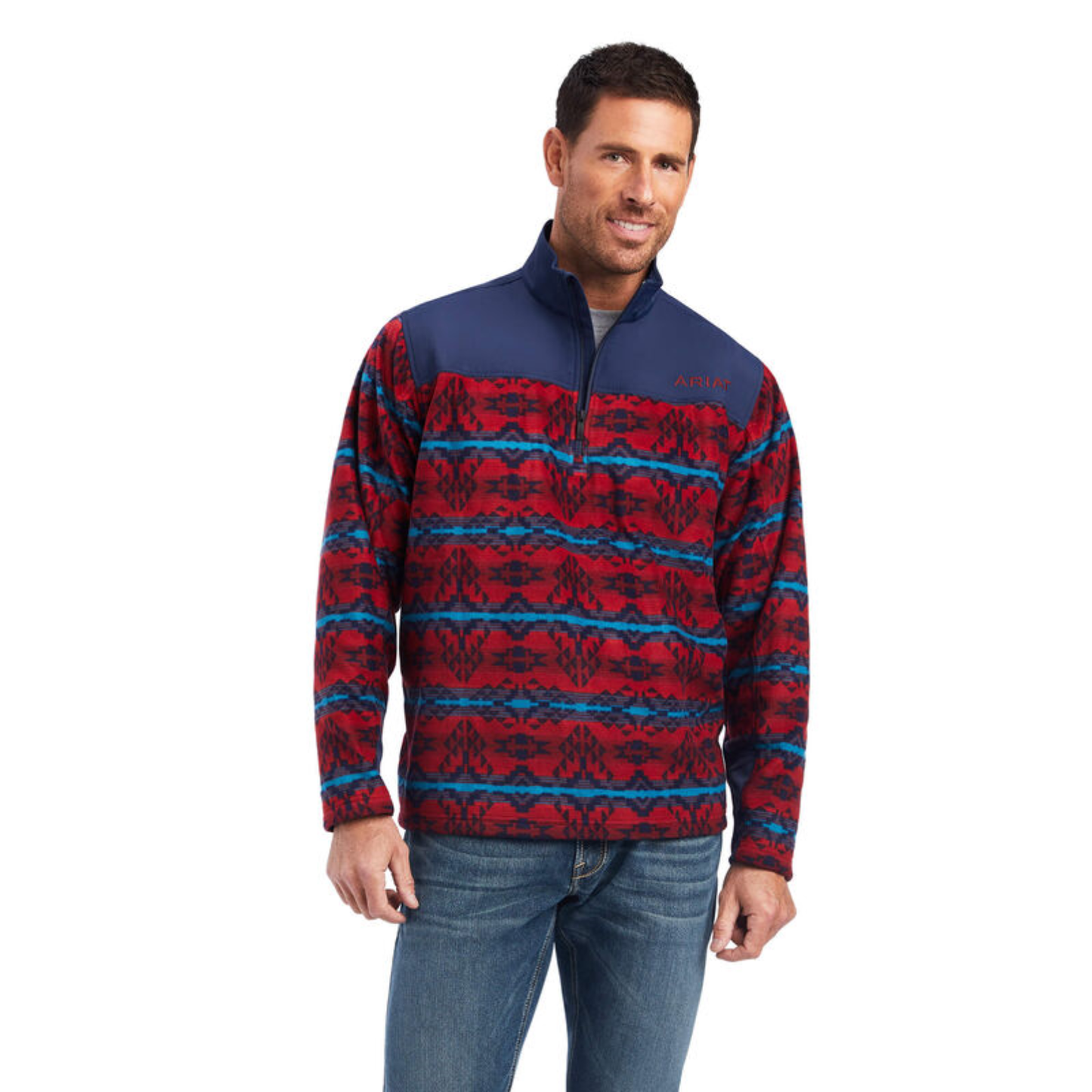 Ariat® Men's Multicolored Aztec Print 1/4 Zip Pullover 10041429