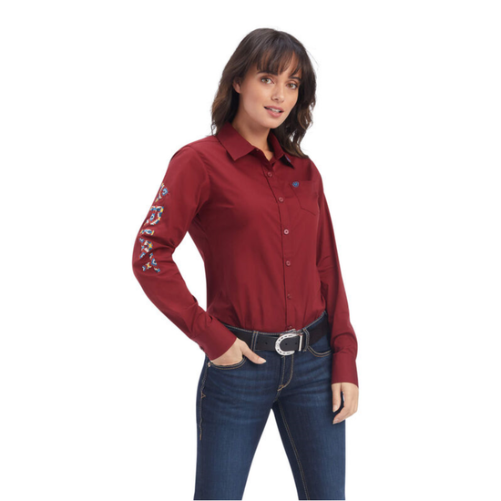 Ariat® Ladies Team Kirby Straight Rouge Red Button Down Shirt 10041434