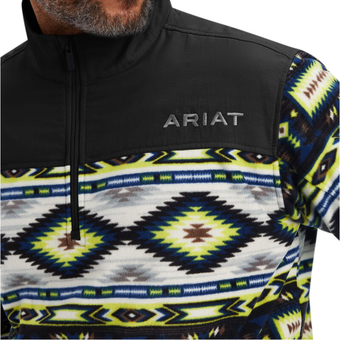 Ariat® Men's Lime Green Aztec Print 1/4 Zip Pullover 10041457