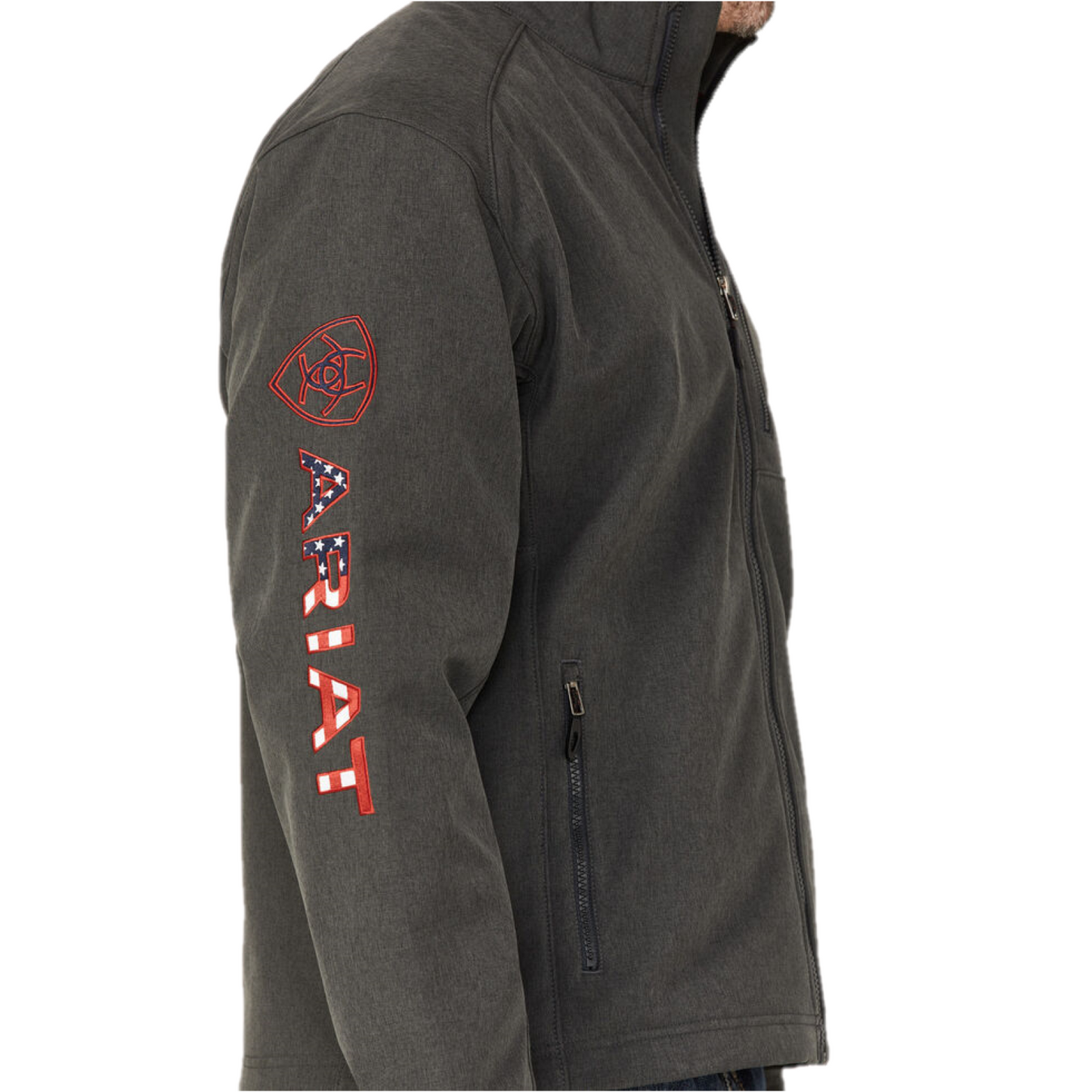 Ariat® Men's Logo 2.0 Americana & Charcoal Softshell Jacket 10041616