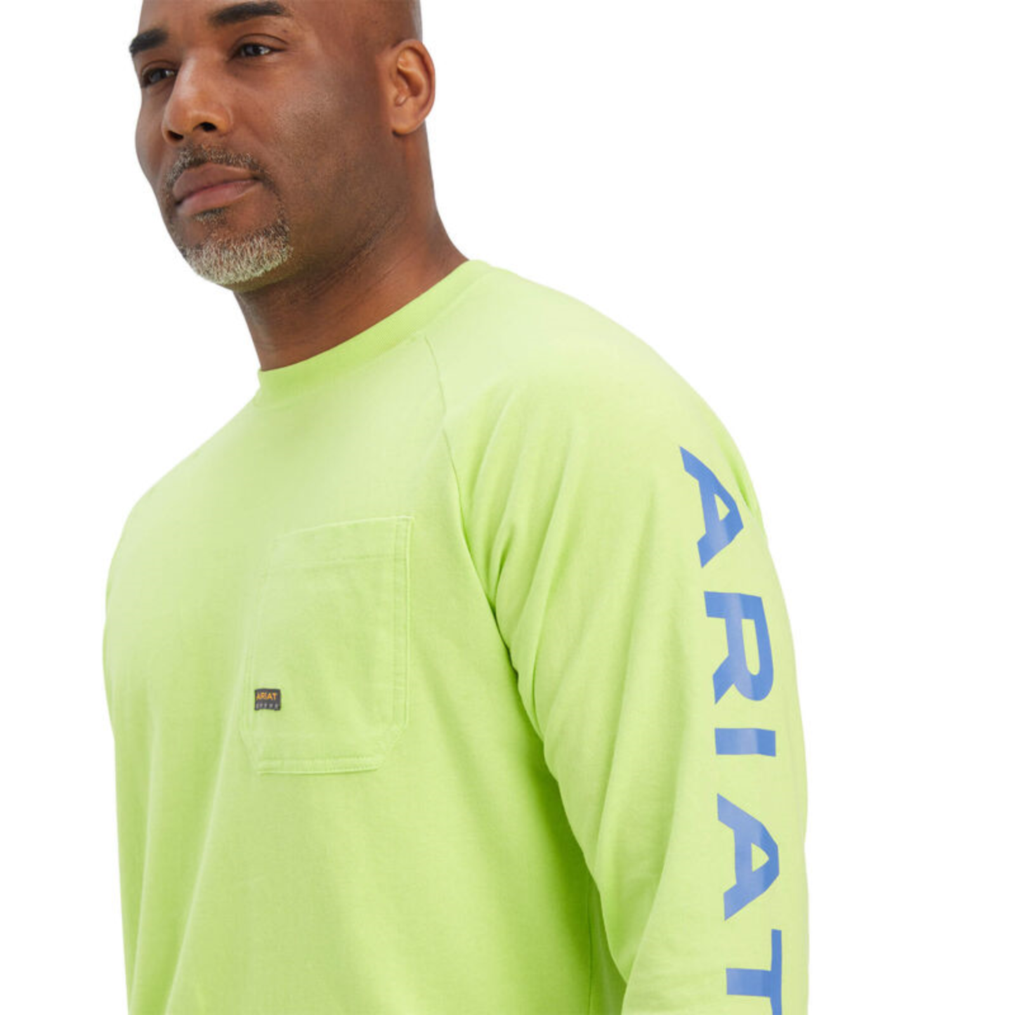 Ariat® Men's Rebar Cotton Strong Graphic Lime Green and Blue T-Shirt 10041625