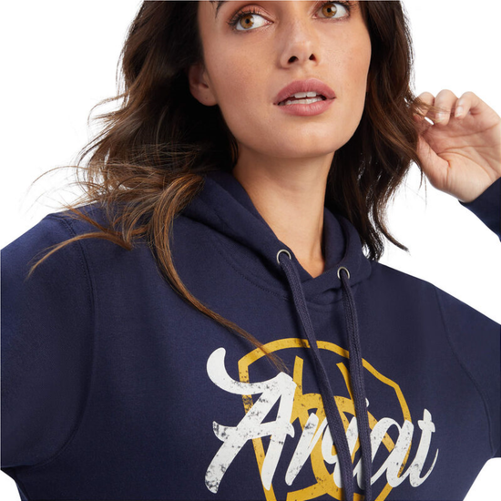 Ariat® Ladies R.E.A.L Shield Logo Navy Pullover Hoodie 10041679