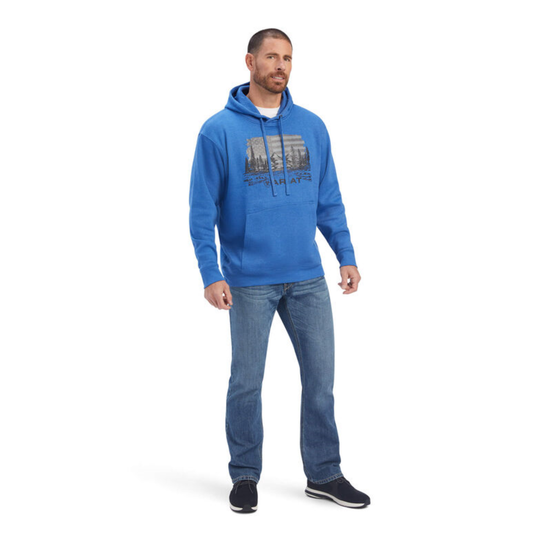 Ariat® Men's Land Of The Free Classic Blue Heather Pullover Hoodie 10041718