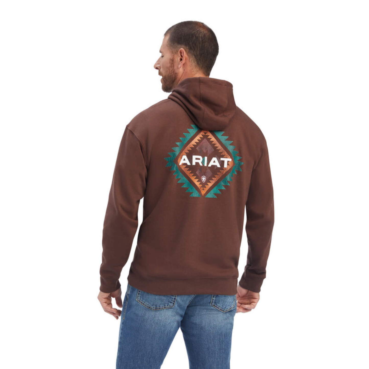 Ariat® Men's Southwest Leather Chestnut Brown Pullover Hoodie 10041727