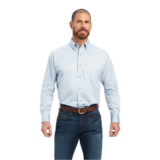 Ariat® Men's Cashmere Blue Solid Twill Button Down Shirt 10042077