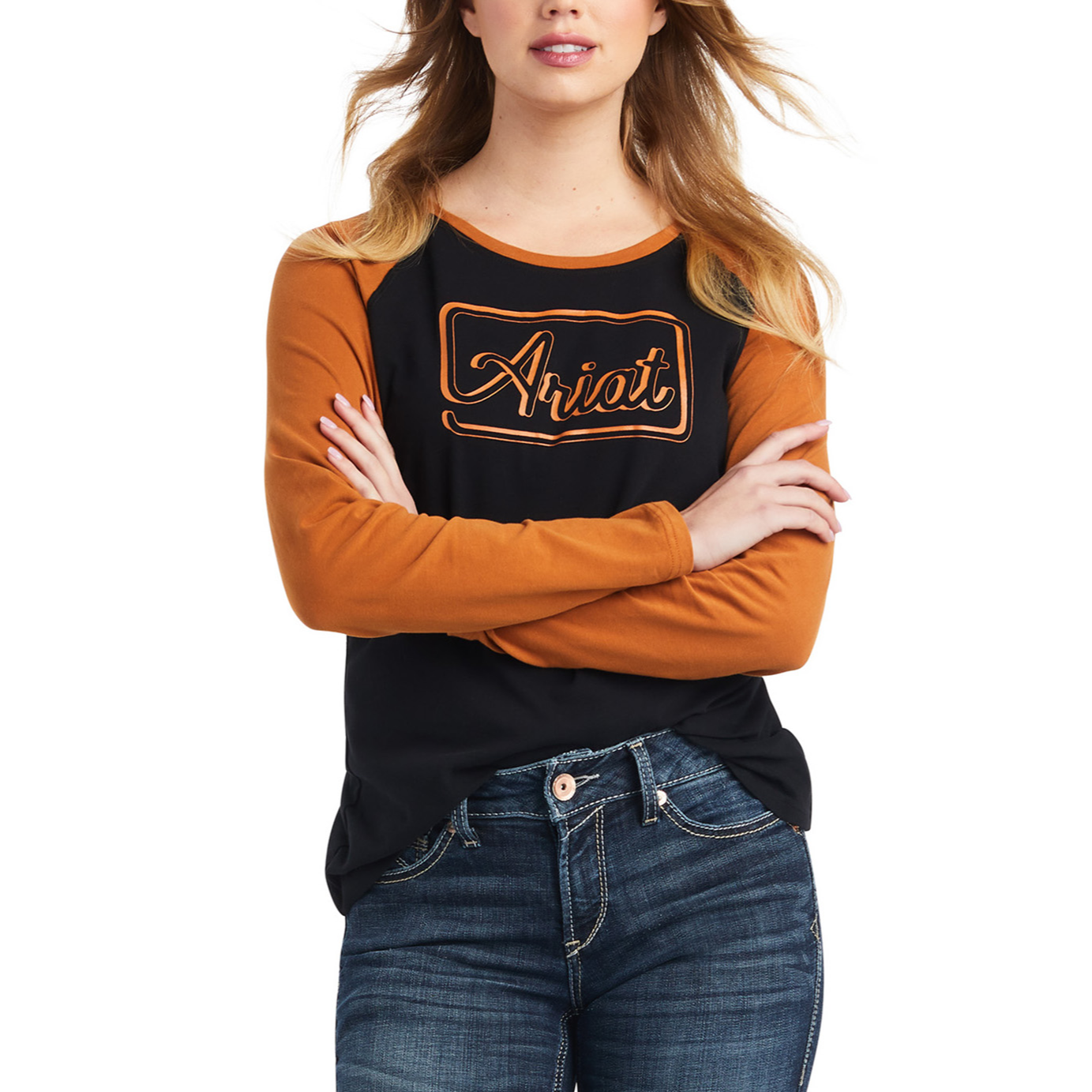 Ariat® Ladies R.E.A.L™ Baseball Black & Roasted Pecan Shirt 10042150