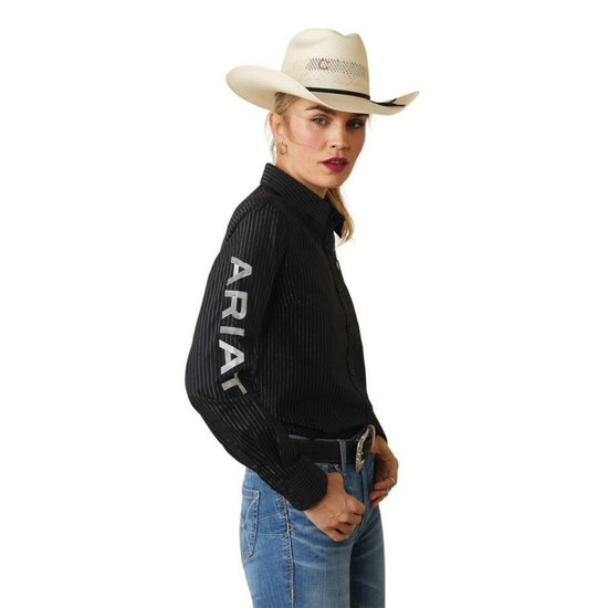 Ariat® Ladies Team Kirby Stretch Black & Silver Lurex® Shirt 10042170