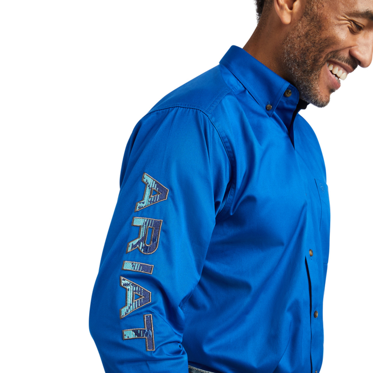 Ariat® Men's Team Logo Twill Turkish Sea Button Down Shirt 10042179