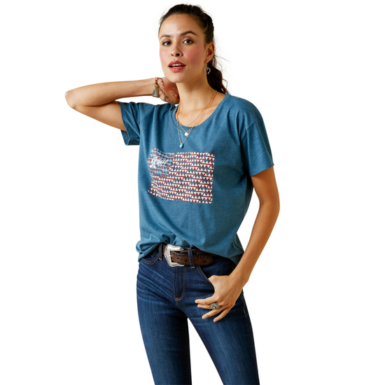 Load image into Gallery viewer, Ariat® Ladies Amarillo Graphic Steel Blue T-Shirt 10045448
